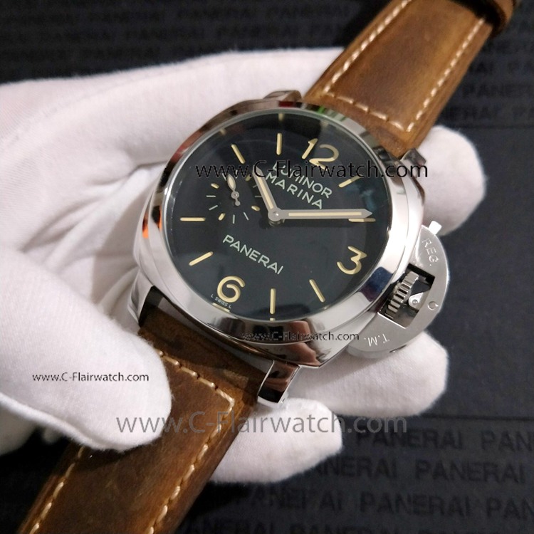 Fake Panerai PAM 422 Luminor Marina SS Black Dial Watch 44mm